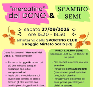 Mercatino del Dono e Scambio Semi autoprodotti Poggio Mirteto Scalo 2025