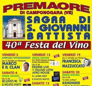 Sagra di S.Giovanni Battista e Festa del Vino Premaore 2026